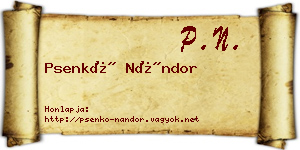 Psenkó Nándor névjegykártya